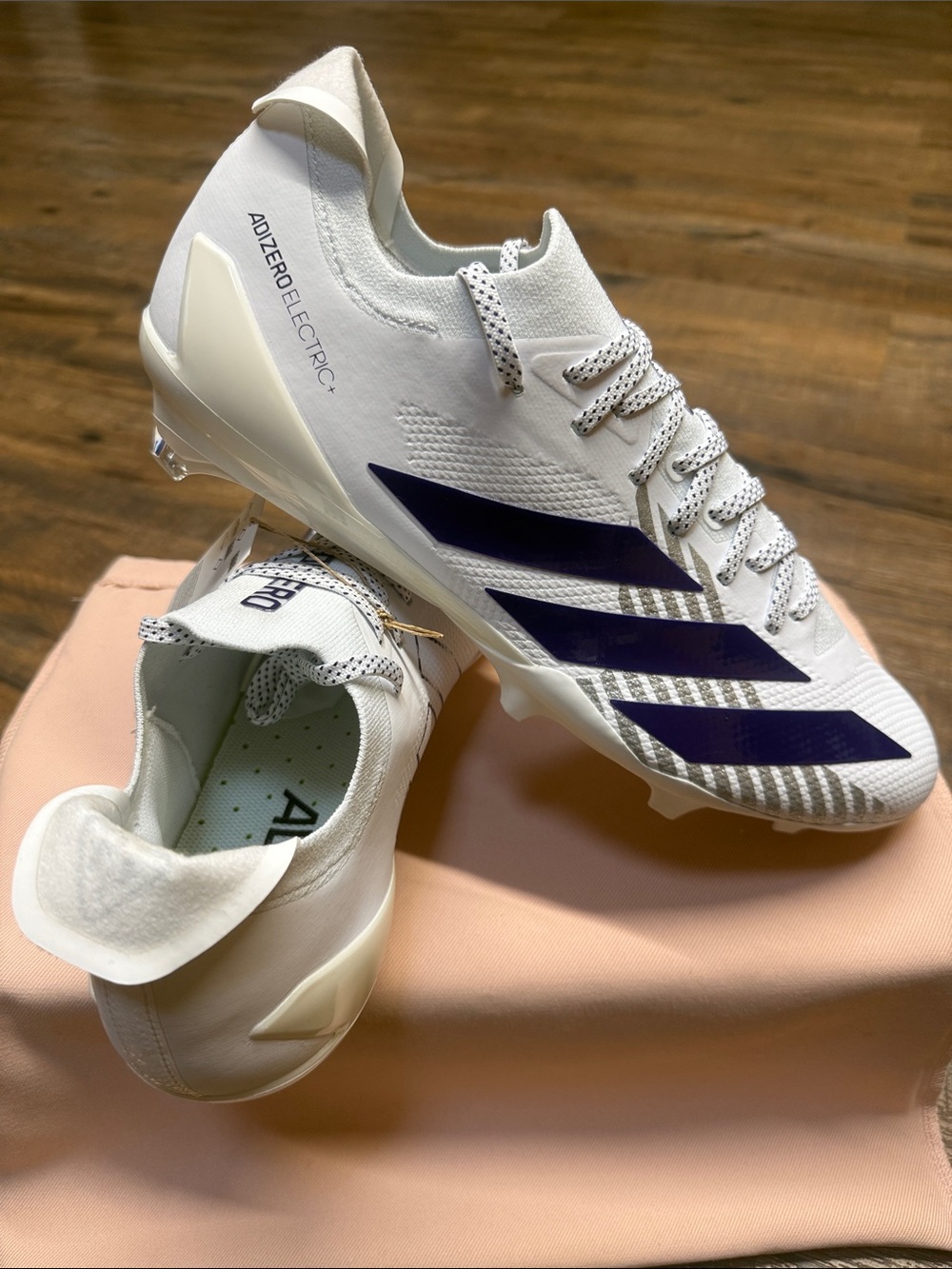Adidas Adizero Electric + II "Core White/Purple/Silver Metallic" Football Cleat